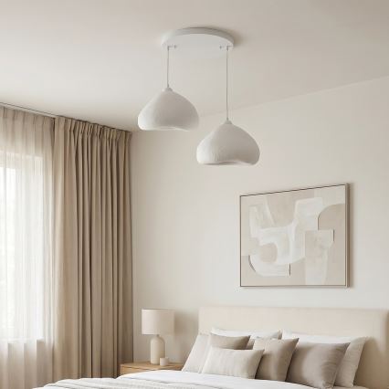 Brilagi - Pendente suspenso por cabo WABI SABI, 2xE27/40W/230V, Ø 45 cm, branco