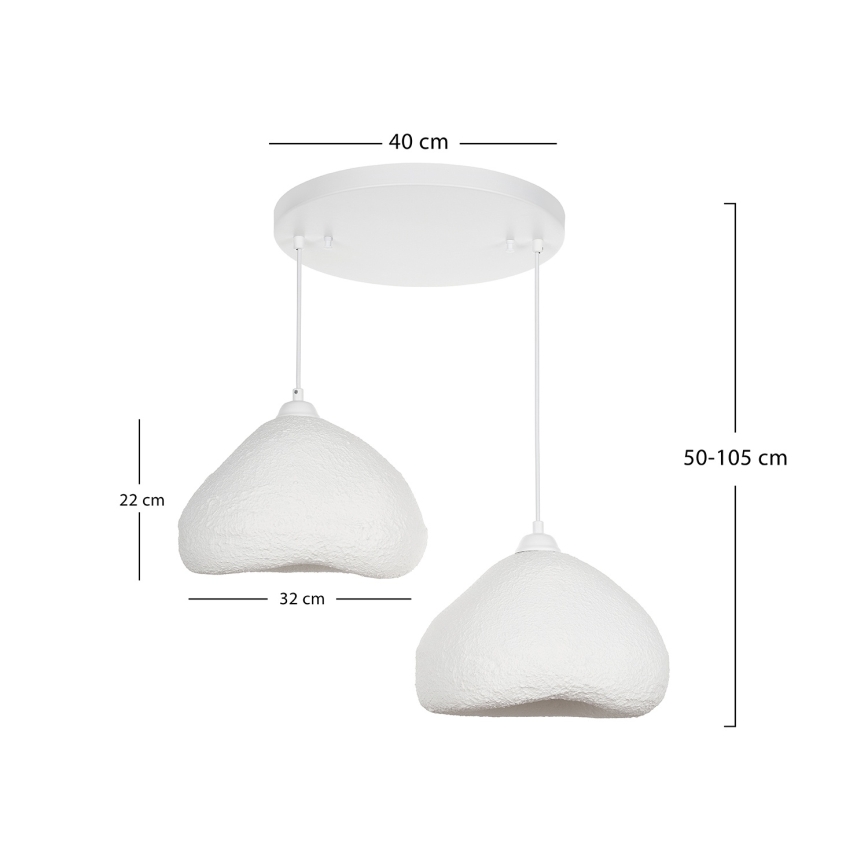Brilagi - Pendente suspenso por cabo WABI SABI, 2xE27/40W/230V, Ø 45 cm, branco