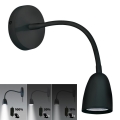 Brilagi - Pequeno candeeiro de parede LED com regulação LED/4W/230V preto