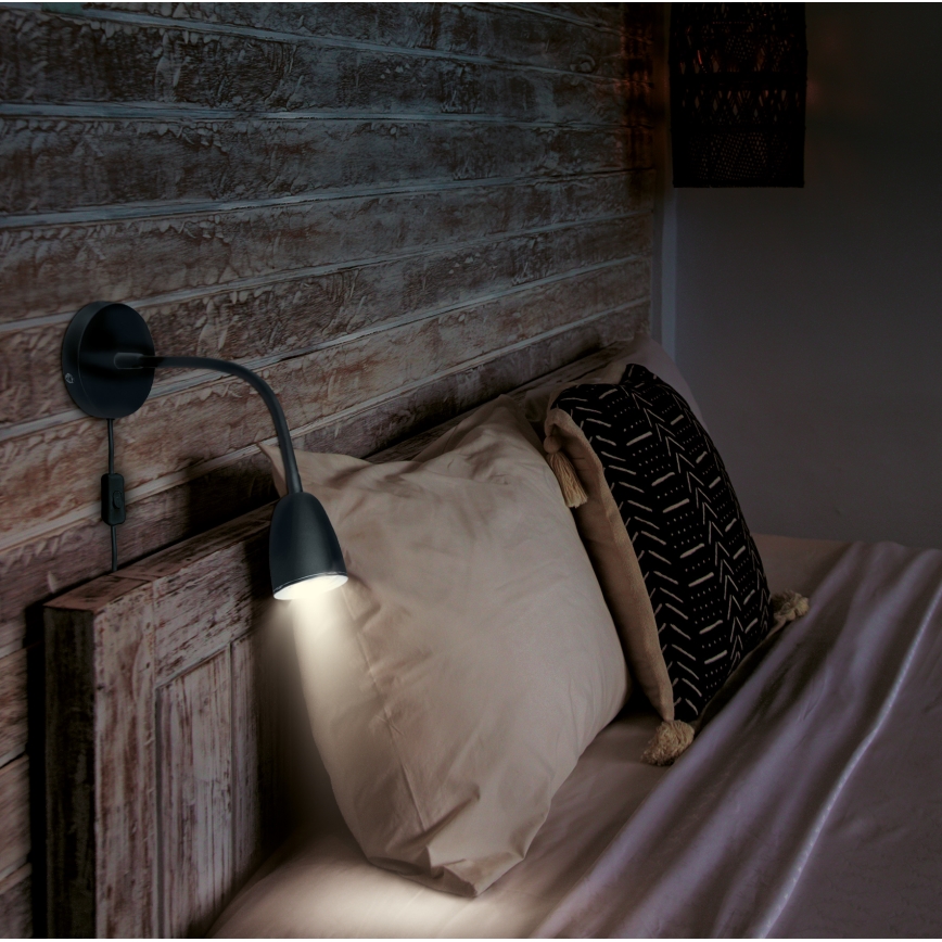 Brilagi - Pequeno candeeiro de parede LED com regulação LED/4W/230V preto