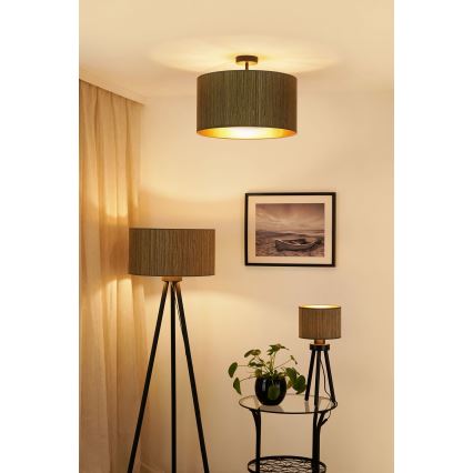 Brilagi - Plafon Boston Roller 1xE27/15W/230V Ø 45 cm palha castanha/dourado