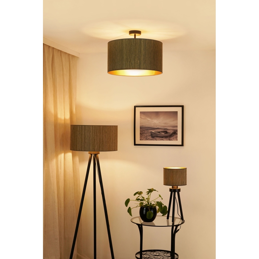 Brilagi - Plafon Boston Roller 1xE27/15W/230V Ø 45 cm palha castanha/dourado