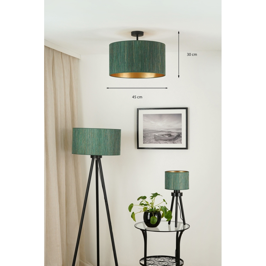 Brilagi - Plafon Boston Roller 1xE27/15W/230V diâmetro 45 cm palha verde/dourado