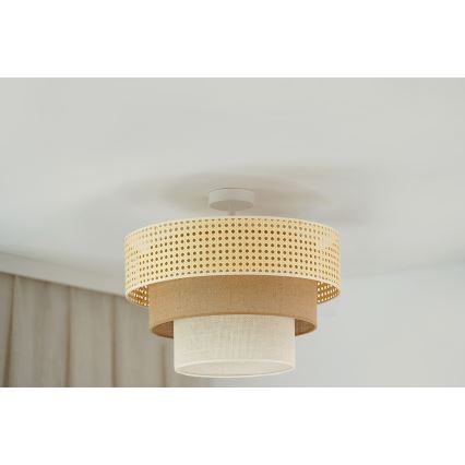 Brilagi - Plafon CEDAR LUNETA 1xE27/15W/230V diâmetro 45 cm rattan/marrom/cru
