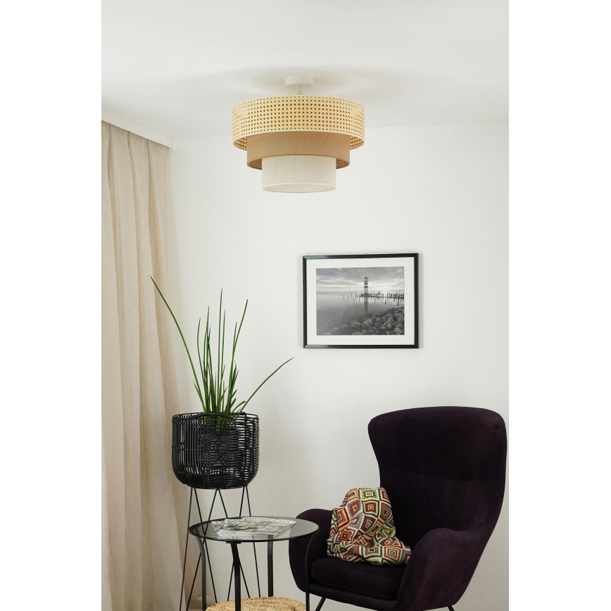 Brilagi - Plafon CEDAR LUNETA 1xE27/15W/230V diâmetro 45 cm rattan/marrom/cru