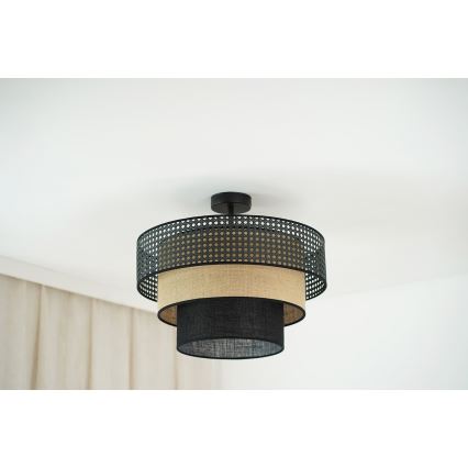 Brilagi - Plafon DAKOTA LUNETA 1xE27/15W/230V Ø 45 cm preto/ratan