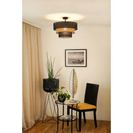 Brilagi - Plafon DAKOTA LUNETA 1xE27/15W/230V Ø 45 cm preto/ratan
