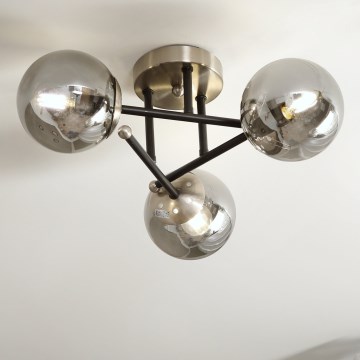 Brilagi - Plafon de sobrepor MALIVA 3xE14/15W/230V cromo fosco/vidro fumê