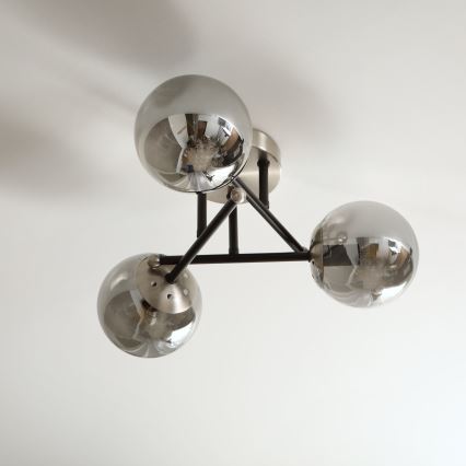 Brilagi - Plafon de sobrepor MALIVA 3xE14/15W/230V cromo fosco/vidro fumê