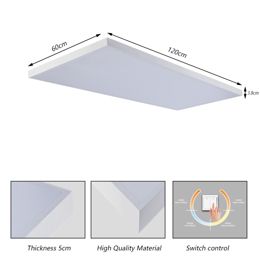 Brilagi - Candeeiro de tecto LED para casa de banho FRAME LED/96W/230V 120x60 cm 3000/4000/6000K IP44 branco