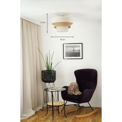 Brilagi - Plafonier DENVER LUNETA 1xE27/15W/230V diâmetro 45 cm bege/marrom/creme