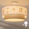 Brilagi - Plafon infantil de LED BOBO 1xE27/60W/230V diâmetro 40 cm branco/bege/ursinhos