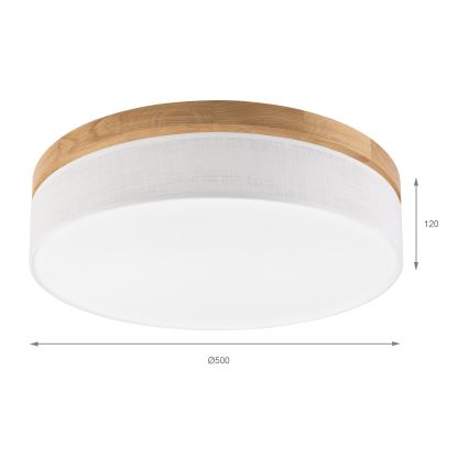 Brilagi - Plafon LED BELLADONNA LED/36W/230V Ø 50 cm branco/carvalho