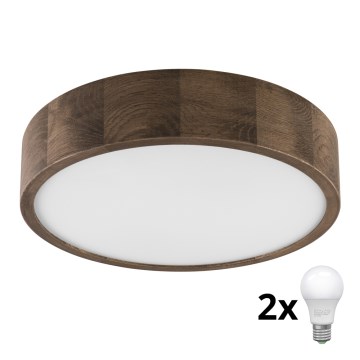 Brilagi - Plafon LED CARVALHO 2xE27/60W/230V carvalho nogueira diâmetro 37 cm