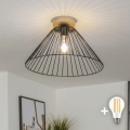BRILAGI - Plafon LED de montagem superficial CERIA WIRE 1xE27/40W/230V diâmetro 45 cm preto/carvalho