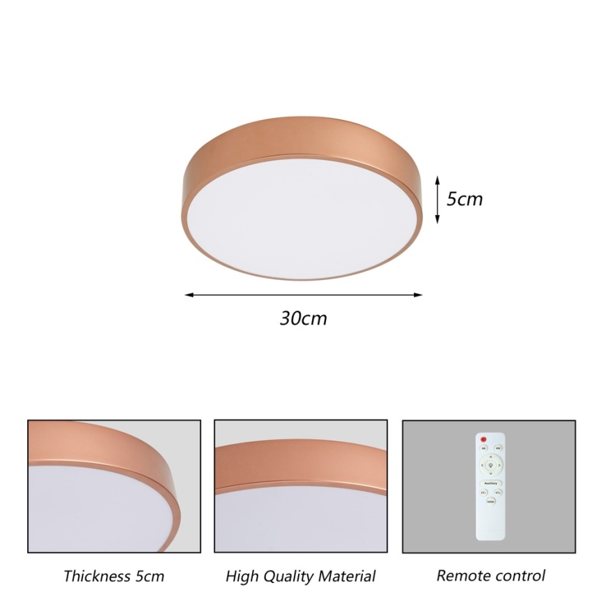 BRILAGI - Luminária de teto LED dimerizável POOL LED/36W/230V 3000-6000K Ø 30 cm cobre + controlo remoto