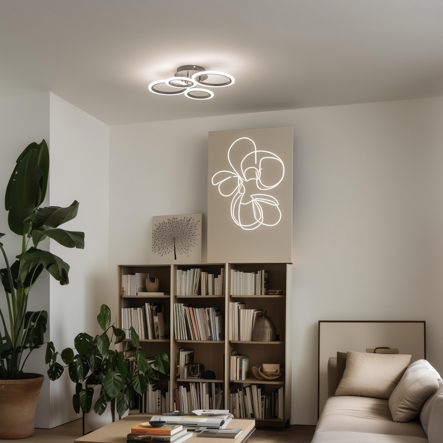 Brilagi - Plafon LED dimerizável de montagem superficial ORBITS LED/50W/230V 3000-6500K preto + controlo remoto