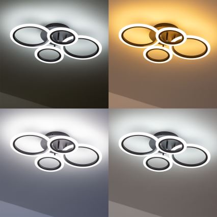 Brilagi - Plafon LED dimerizável de montagem superficial ORBITS LED/50W/230V 3000-6500K preto + controlo remoto