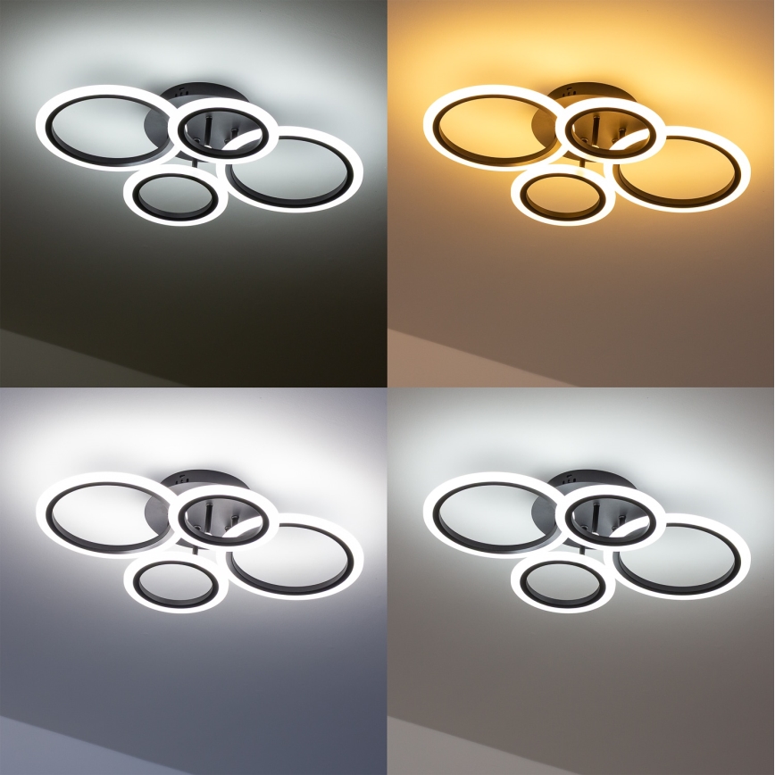 Brilagi - Plafon LED dimerizável de montagem superficial ORBITS LED/50W/230V 3000-6500K preto + controlo remoto