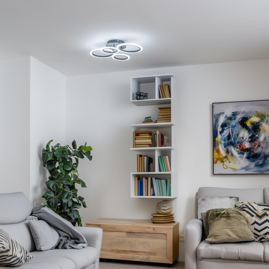 Brilagi - Plafon LED dimerizável de montagem superficial ORBITS LED/50W/230V 3000-6500K preto + controlo remoto