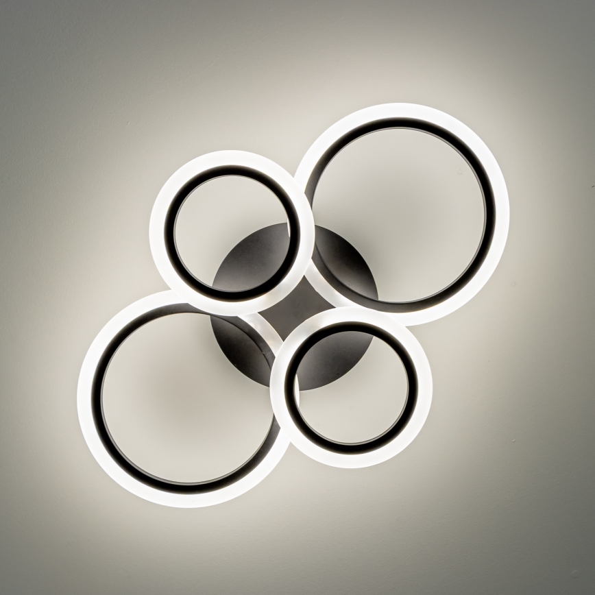 Brilagi - Plafon LED dimerizável de montagem superficial ORBITS LED/50W/230V 3000-6500K preto + controlo remoto