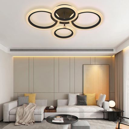 Brilagi - Plafon LED dimerizável de montagem superficial ORBITS LED/50W/230V 3000-6500K preto + controlo remoto