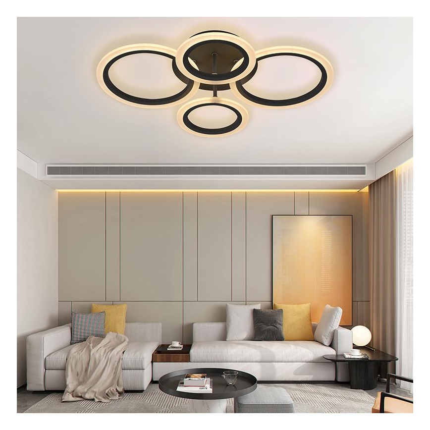 Brilagi - Plafon LED dimerizável de montagem superficial ORBITS LED/50W/230V 3000-6500K preto + controlo remoto