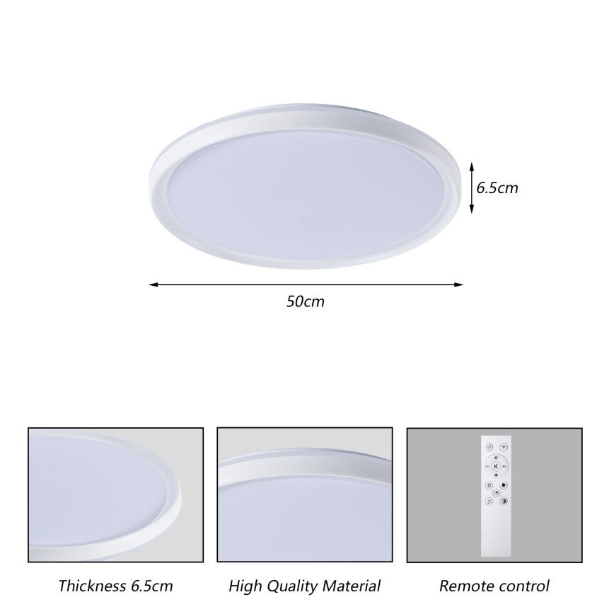 Brilagi - Candeeiro de teto LED dimerizável RIVO LED/72W/230V 3000-6000K branco, diâmetro 50 cm + controlo remoto