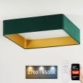 Brilagi - Plafon LED dimerizável VELVET SQUARE SMART LED/36W/230V 60x60 cm 2700-6500K Wi-Fi Tuya + controlo remoto verde