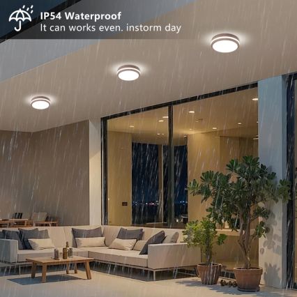 Brilagi - Plafon LED exterior BENE LED/18W/230V Ø 21,5 cm castanho IP54