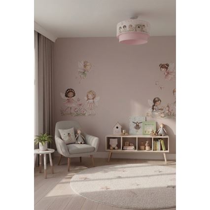 Brilagi - Plafon LED infantil BOBO de sobrepor 1xE27/60W/230V Ø 40 cm rosa/fadas