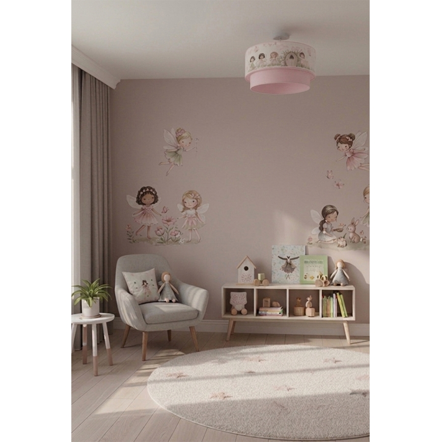 Brilagi - Plafon LED infantil BOBO de sobrepor 1xE27/60W/230V Ø 40 cm rosa/fadas