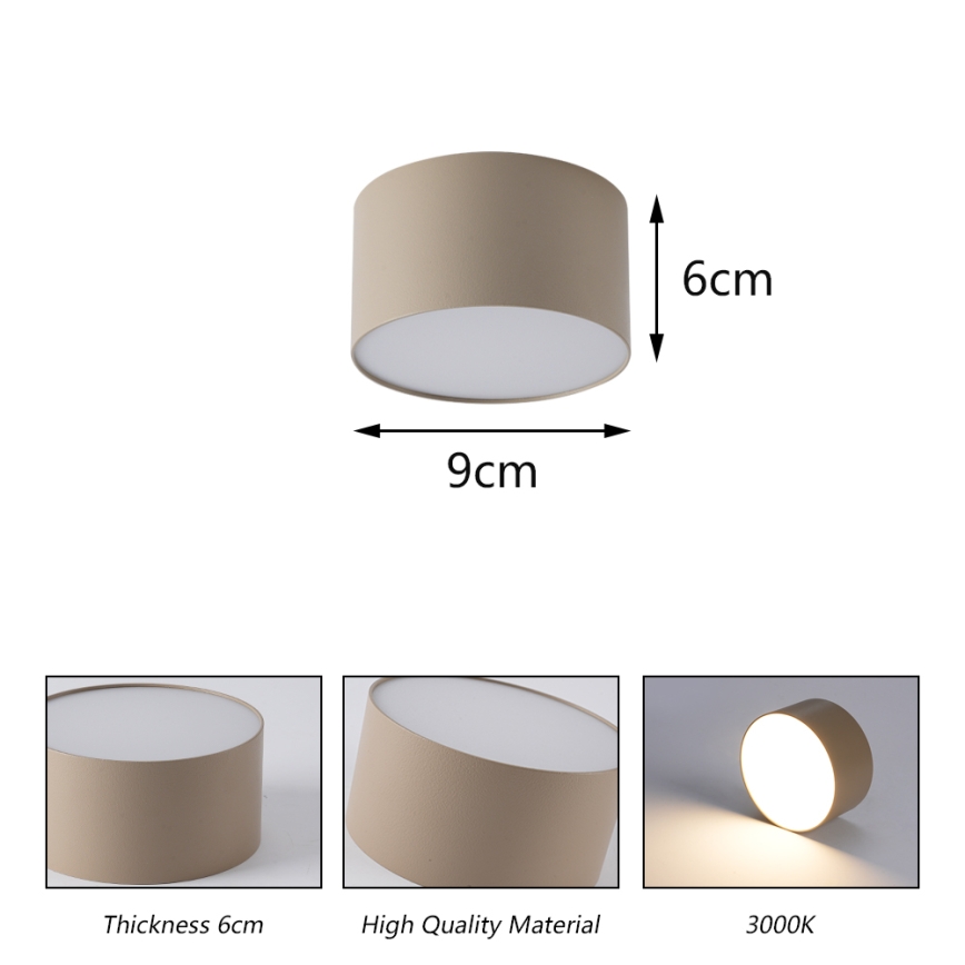 Brilagi - Luminária de teto LED para casa de banho FORIS LED/9W/230V Ø 9 cm bege IP44 CRI 90