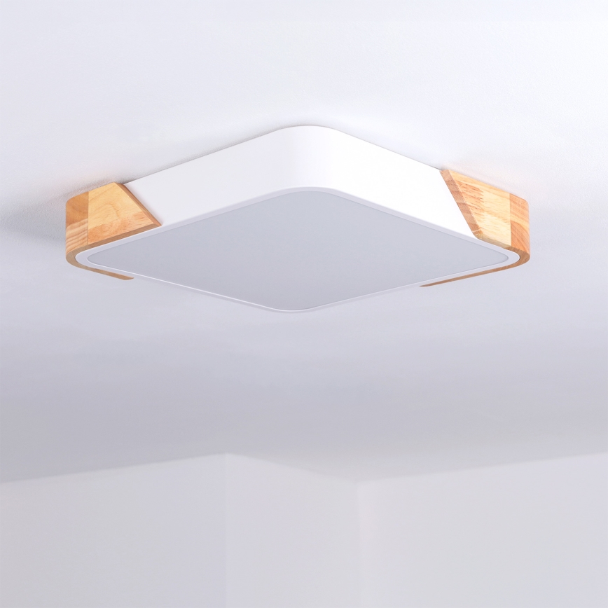 Brilagi - Plafon LED PILANA LED/24W/230V carvalho/branco 32x32 cm