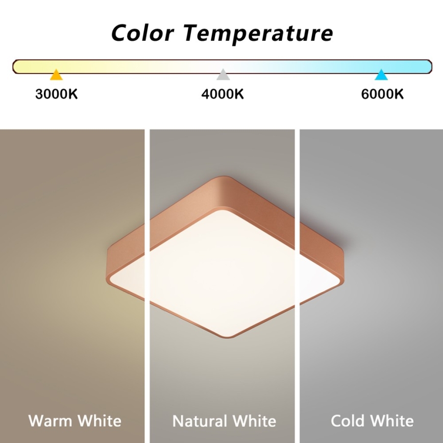 BRILAGI - Candeeiro de tecto LED regulável POOL SQUARE LED/36W/230V 3000-6000K 40x40 cm bronze + comando remoto