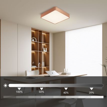BRILAGI - Candeeiro de tecto LED regulável POOL SQUARE LED/36W/230V 3000-6000K 40x40 cm bronze + comando remoto