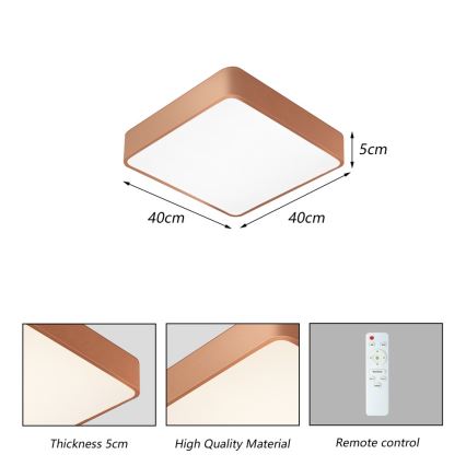 BRILAGI - Candeeiro de tecto LED regulável POOL SQUARE LED/36W/230V 3000-6000K 40x40 cm bronze + comando remoto