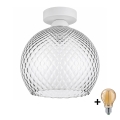 BRILAGI - Plafon LED RETRO GLASS 1xE27/60W/230V Ø 25 cm branco/cinzento fumê