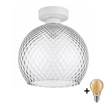 BRILAGI - Plafon LED RETRO GLASS 1xE27/60W/230V Ø 25 cm branco/cinzento fumê