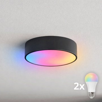 BRILAGI - Plafon LED RGBW dimável CLARE 2xE27/12W/230V 2700-6500K Ø 30 cm preto