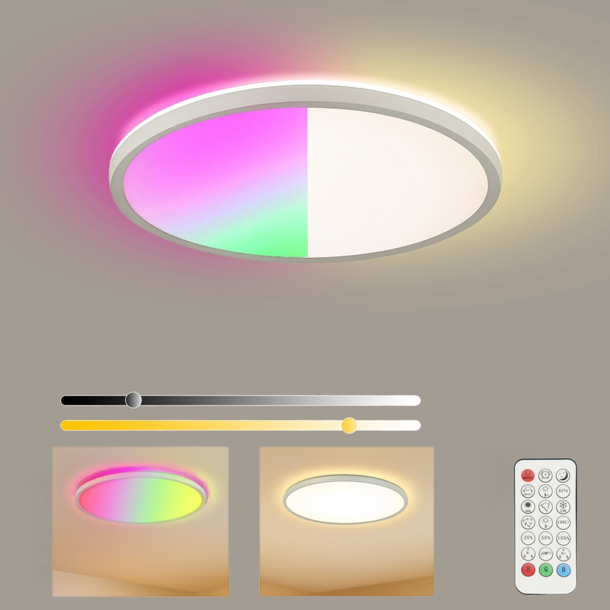 Brilagi - Plafon LED RGBW dimerizável ULTRA SLIM LED/18W/230V 2700-6500K Ø 30 cm branco + comando remoto