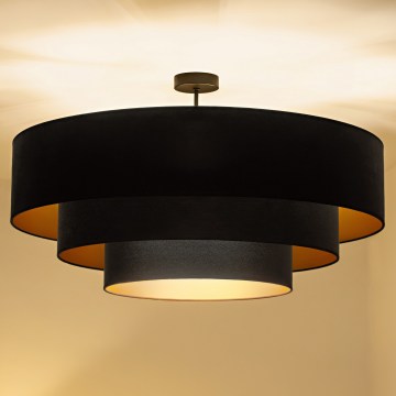 Brilagi - Plafon LUNETA 3xE27/60W/230V Ø 80 cm preto/dourado