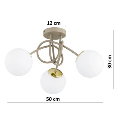 Brilagi - Plafon MILO ECRU 3xE27/60W/230V bege/dourado