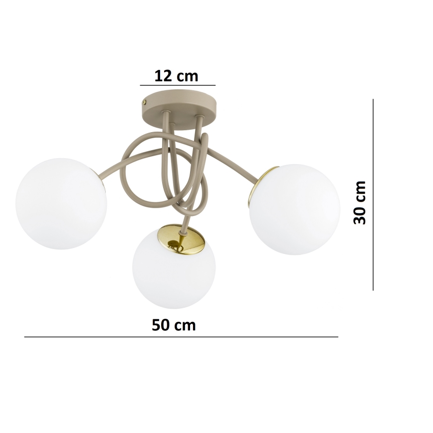 Brilagi - Plafon MILO ECRU 3xE27/60W/230V bege/dourado
