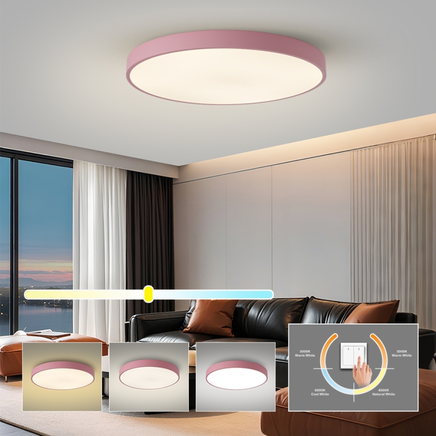 Brilagi - Candeeiro de teto LED POOL LED/100W/230V 3000/4000/6000K Ø 80 cm rosa
