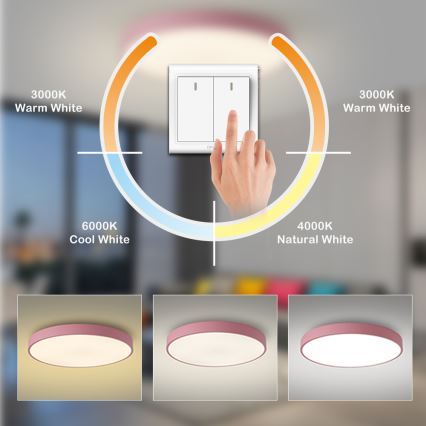 Brilagi - Candeeiro de teto LED POOL LED/100W/230V 3000/4000/6000K Ø 80 cm rosa