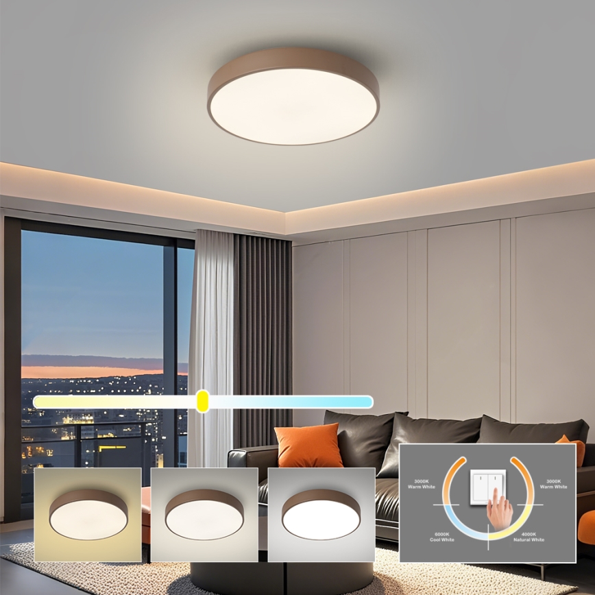 Brilagi - Candeeiro de teto LED POOL LED/36W/230V 3000/4000/6000K Ø 30 cm castanho