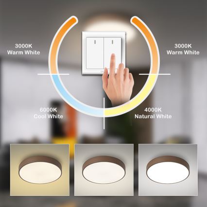 Brilagi - Candeeiro de teto LED POOL LED/36W/230V 3000/4000/6000K Ø 30 cm castanho
