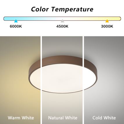 Brilagi - Candeeiro de teto LED POOL LED/36W/230V 3000/4000/6000K Ø 30 cm castanho