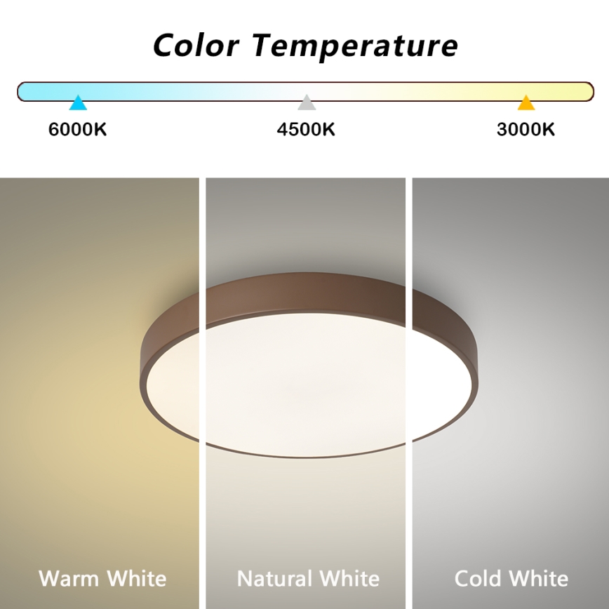 Brilagi - Candeeiro de teto LED POOL LED/36W/230V 3000/4000/6000K Ø 30 cm castanho